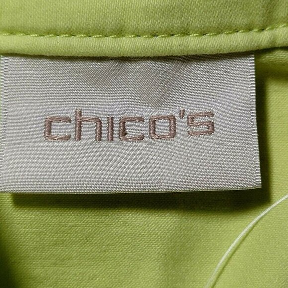 Chicos Jacket Sateen Pale Soft Lime Button Front Mandarin Collar - Picture 7 of 12